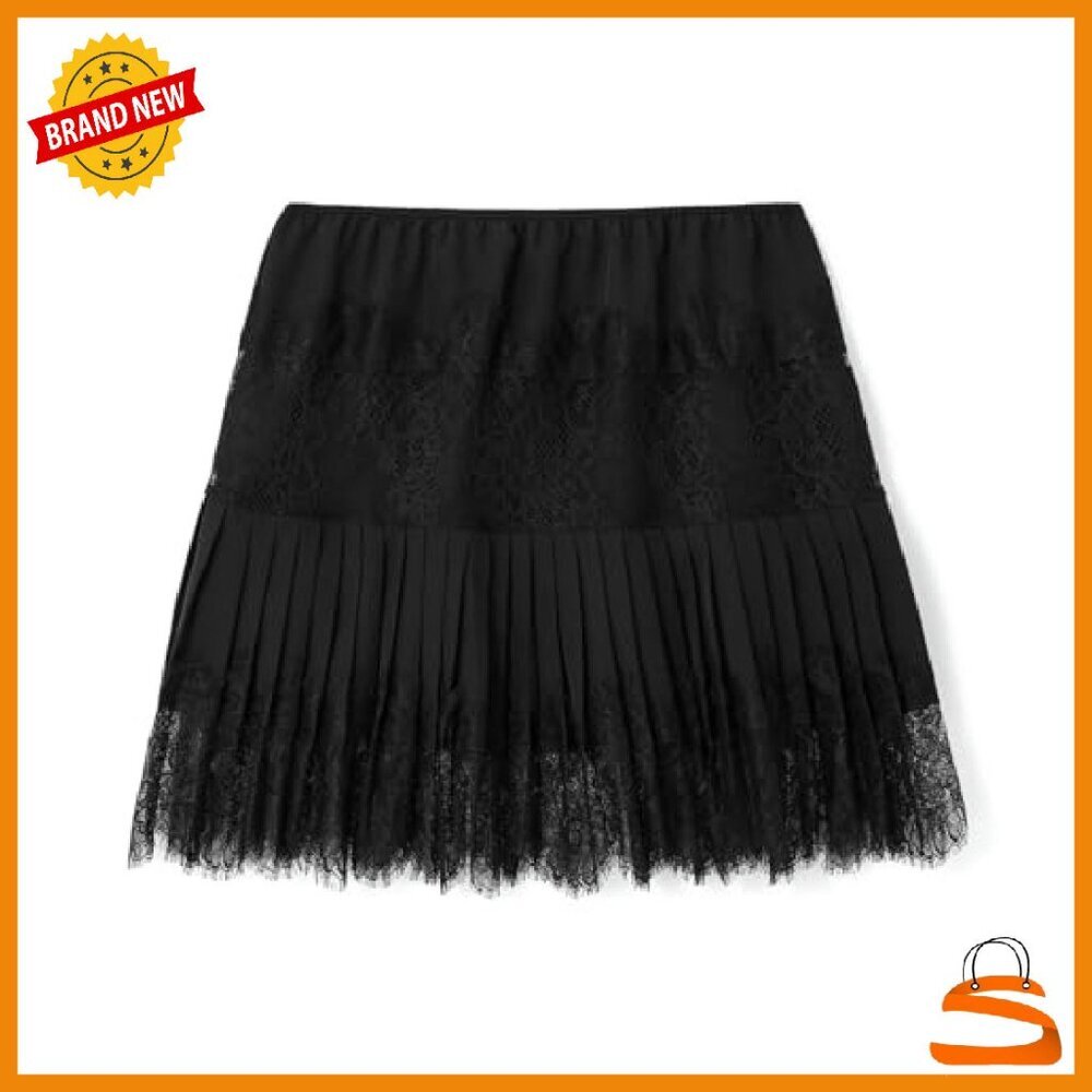 Lace Mini Skirt Low Rise Ruffle Pleated Layered Flowy Short - Picture 7 of 8